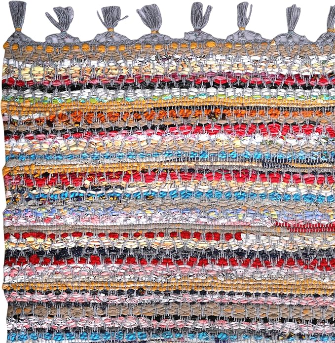 Rug Area Rugs Cotton 2x3 Ft Multicolour Chindi for Livingroom Bedroom Washable RagRug Reversible Farmhouse Kitchen RunnerRug Carpet Area Runner Mat for Hallway, Entryway