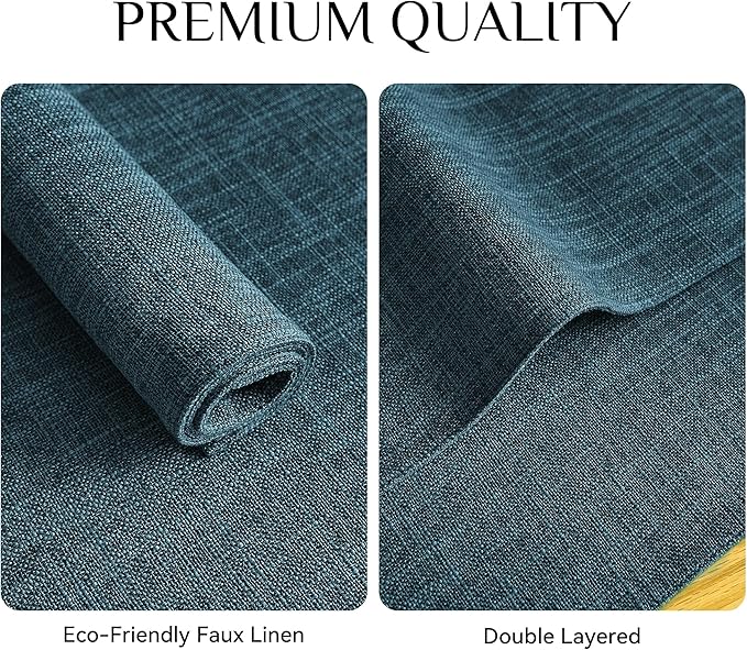 Softalker Faux Linen Placemats Set of 12-12 x 18 Inch, Heat Resistant Double Layered Durable Burlap Farmhouse Place Mats, Non-Slip Washable Rustic Table Mats for Dining, Kitchen, Party(Navy Blue