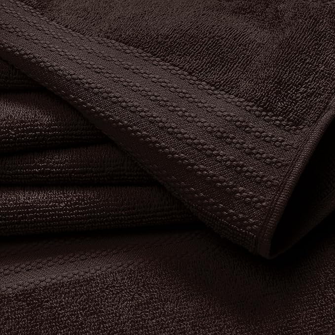 GLAMBURG Premium Cotton 4 Pack Bath Towel Set - 100% Pure Cotton - 4 Bath Towels 27x54 - Ideal for Everyday use - Ultra Soft & Highly Absorbent - Chocolate Brown