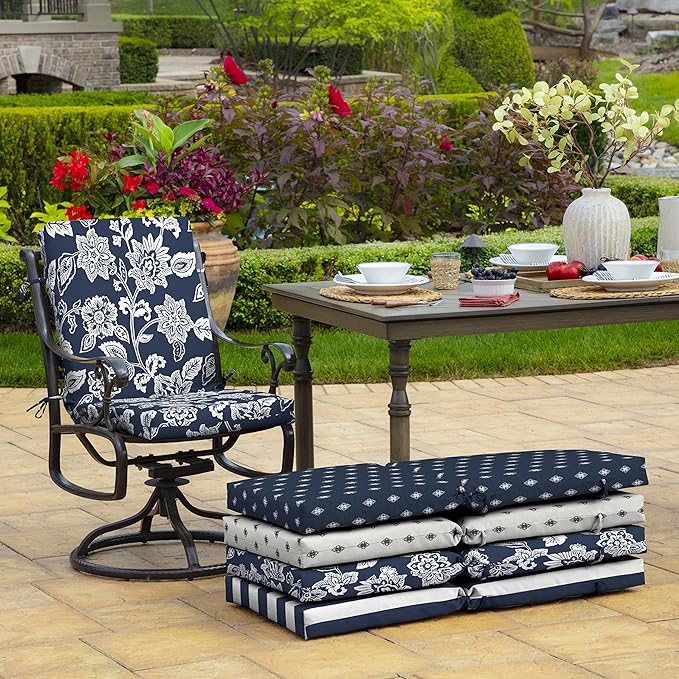 Arden Outdoor Dining Chair Cushion, 20 in x 20 in, Weather-Proof, Rain-Proof, Fade Resistant Patio Cushion for Patio, Dining, or Rocking Chairs 20 x 20, Sapphire Blue Ashland Jacobean