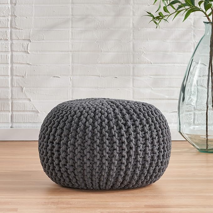 Moro Fabric Pouf, Grey