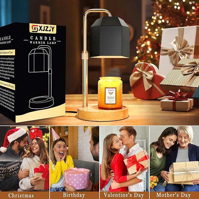 Candle Warmer Lamp with Timer Dimmer,Adjustable Height Candle Warmer, Candle lamp for Scented Wax Jar Candles,Gifts for Mom Women, House Warming Gifts for New Home Bedroom Decor,A1- Black