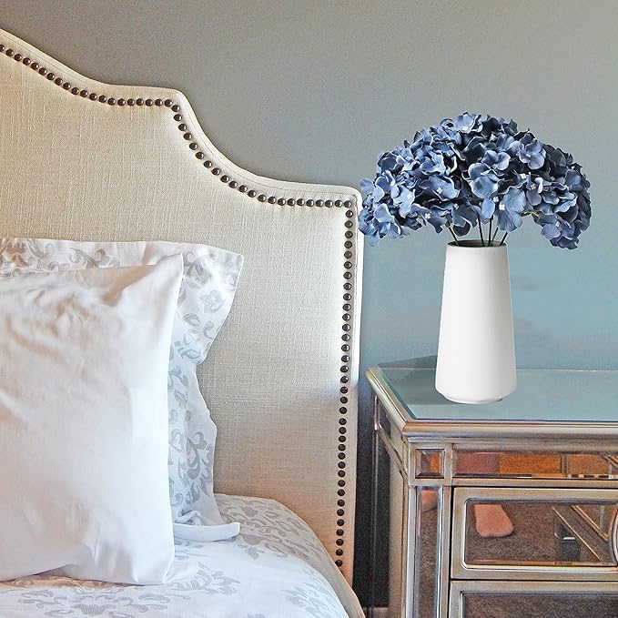 Mandy's 10 Stems Dusty Blue Silk Hydrangea Flowers – Artificial Centerpiece for Wedding & Home Decor