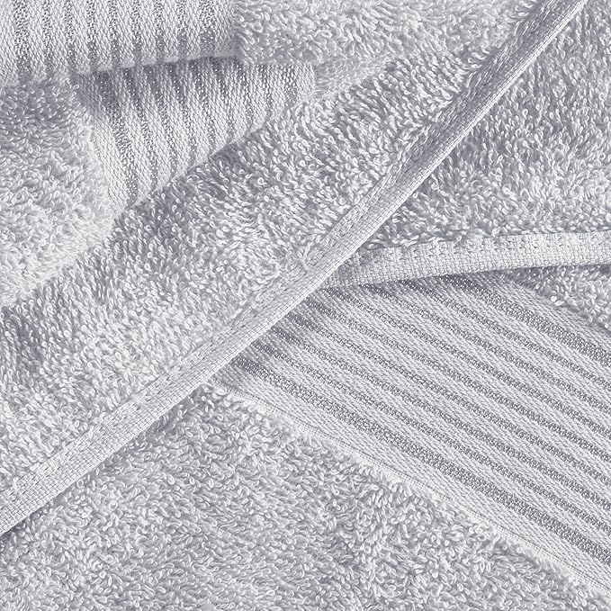Belizzi Home Ultra Soft 6 Pack Cotton Towel Set, Contains 2 Bath Towels 28x55 inch, 2 Hand Towels 16x24 inch & 2 Wash Coths 12x12 inch, Ideal for Everyday use, Compact & Lightweight - Light Grey