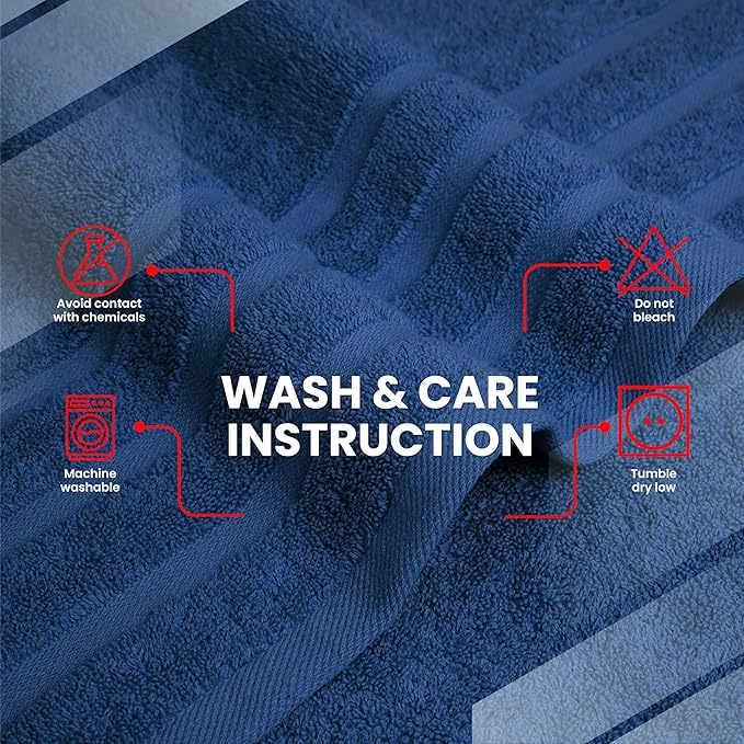 Infinitee Xclusives 100% Cotton Luxury Bath Towels Set of 2 (27x54 Inches), Soft, Absorbent, Quick Dry, Perfect Towels for Bathroom, Gym, Spa & Hotel |Tranquil Navy|