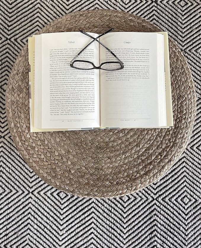 Scandilivin Homes Pouf Ottoman - 100% Natural Jute Braided- Footrest Pouf Hand Knitted - Traditional Cord Boho Pouffe - for The Living Room, Bedroom, Nursery, Patio, Lounge (20" x 20" x 10")