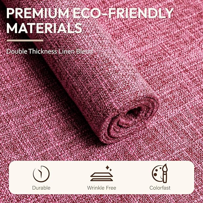 Placemats Set of 4, Dual-Layered Thickened Faux Linen Cloth Place Mats Heat Resistant Machine Washable Wrinkle Free Table Mats Indoor/Outdoor (Hot Pink)