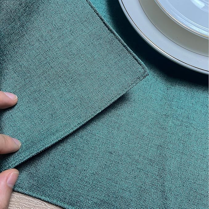 Weabetfu Cloth Placemats Set of 6 Heat Resistant Dining Table Placemmats Cotton Linen Machine Washable Kitchen Table Mats Wrinkle Free Thick Fabric Place Mat,Easy to Clean,13"x19",Green