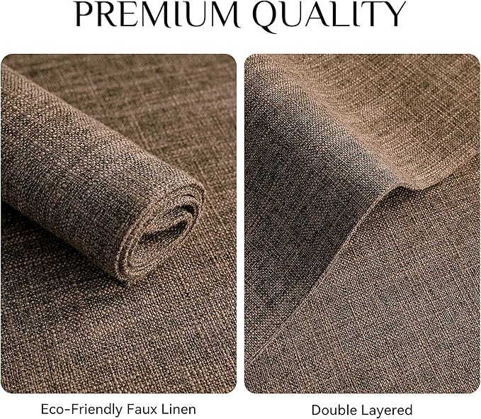 Softalker Faux Linen Placemats Set of 12-12 x 18 Inch, Heat Resistant Double Layered Durable Burlap Farmhouse Place Mats, Non-Slip Washable Rustic Table Mats for Dining, Kitchen, Party(Brown