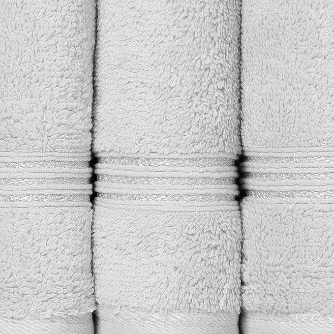 Superior Egyptian Cotton 8-Piece Hand Towel Set, Towel Basics For Quick Dry, Absorbent Small Towels, Facial, Spa, Kitchen, Bathroom Essentials, Apartment, Guest Bath, Soft, Washcloth, Silver