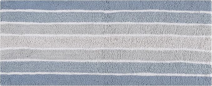 Bathroom Rugs Runner Bath Rug Blue 24x60 Inches Alpine Stripe Non-Slip Cotton Large Bath Mats for Bathroom Floor |Quick Dry Bathroom Mat for Tub Spa Shower|Living Room Entry Way Door Mats