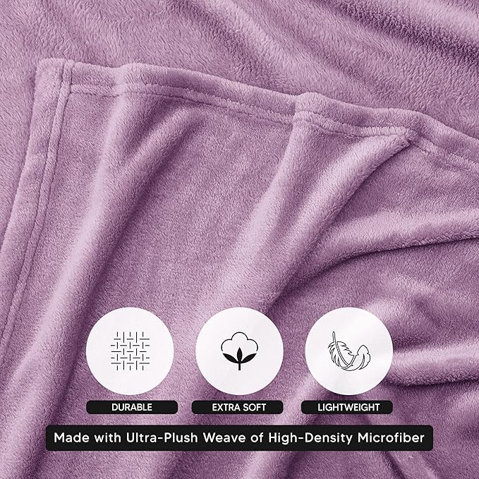 Utopia Bedding Lilac Fleece Blanket King Size Lightweight Fuzzy Soft Anti-Static Microfiber Bed Blanket (90x102 Inch)