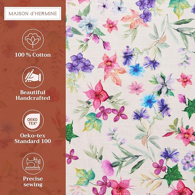Maison d' Hermine Placemats Set of 4 100% Cotton Washable Cloth Place Mats, Reusable Table Mats for Kitchen Dining Decoration, Party, Wedding, Restaurant Spring/Summer (Chardon, 13" x 19")