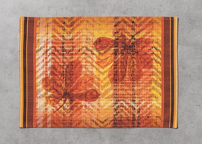 Maison d' Hermine Placemats Set of 4 100% Cotton Washable Cloth Place Mats, Reusable Table Mats for Kitchen Dining Decoration, Party, Wedding, Restaurant (Thanksgiving Tartan, 13" x 19")