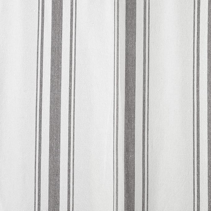 Lush Decor Farmhouse Stripe Yarn Dyed Cotton Window Curtain Panel Pair, 42" W x 84" L, Gray - Classic Modern Rustic Charm - Eco Friendly Cotton Fabric