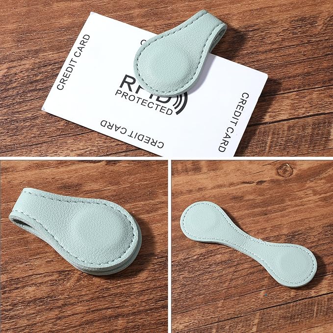 2 Pcs Leather Magnet Bookmark Retro Book Page Holder Vintage Page Marker Clip Handmade Cute Reading Accessories for Women Bookworm Book Lovers Reader Gift (Light Blue + Light Green)