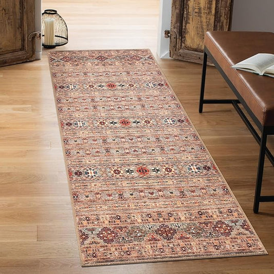 Keen Home Design 2x7 Rug - Machine Washable Runner Rug with Non-Slip Backing, Ideal for Hallway, Entryway, Kitchen, Laundry Room - Vintage, Easy Clean, Durable, Low Pile Rug - (2'6" x 7')