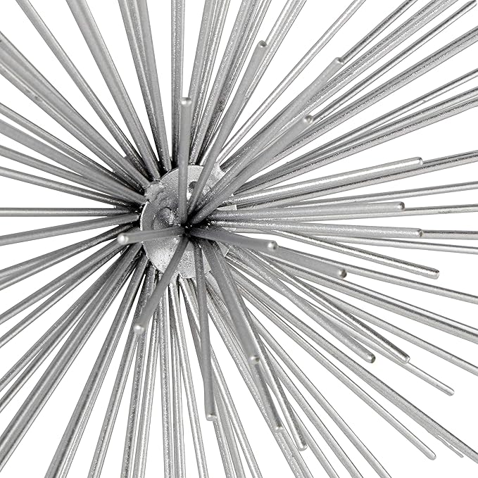 CosmoLiving by Cosmopolitan Metal Starburst Home Wall Decor 3D Wall Sculpture, Set of 3 Wall Art 6", 9", 11"W, Silver