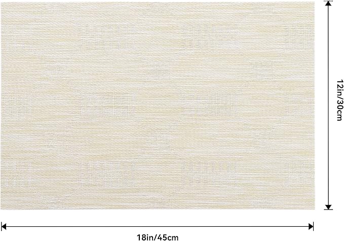 Leetaltree Wheat Placemats Set of 12 - Heat Resistant Non-Slip Place mats for Dining Table, Washable Durable PVC Vinyl Woven Table Mats(Wheat, 12)