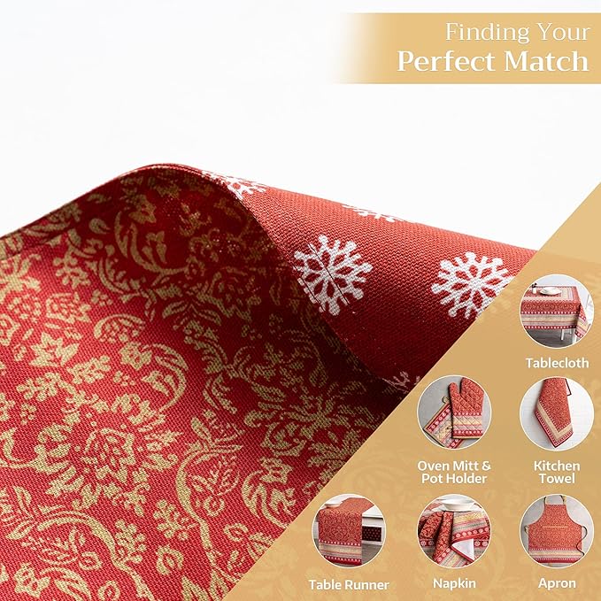 Maison d' Hermine Placemats Set of 4 100% Cotton Washable Cloth Place Mats, Reusable Table Mats for Kitchen Dining Decoration, Party, Wedding, Restaurant (Sofia, 13" x 19")