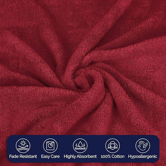 Elegant Comfort Premium Turkish Cotton 1 Piece Jumbo Bath Towel - 35 x 70 inch, Luxurious Hotel Spa Quality 100% Turkish Cotton Large Bath Towel - Highly Absorbent - Soft Bathroom Towel, Burgundy