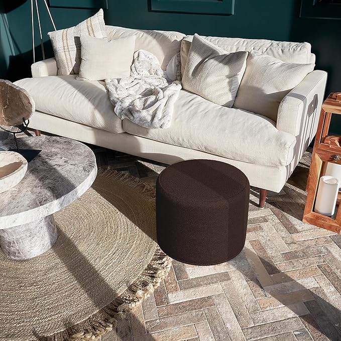 ZICOTO Beautiful Boucle Pouf Ottoman and Foot Rest - Elevate Your Living Room Decor with Lightweight Comfort and Charm - A Modern Foam Stuffed Poof Perfect to Rest Your Feet
