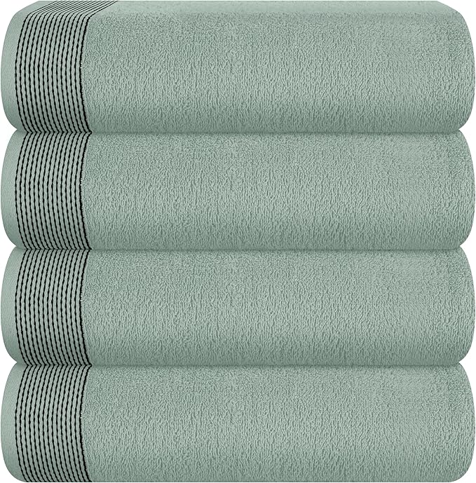 Belizzi Home Ultra Soft 4 Pack Oversized Bath Towel Set 27x54 inches, 100% Cotton Bath Towels, Highly Absorbant Compact Quickdry & Lightweight Towel, Ideal for Gym Travel Camp Pool - Jade