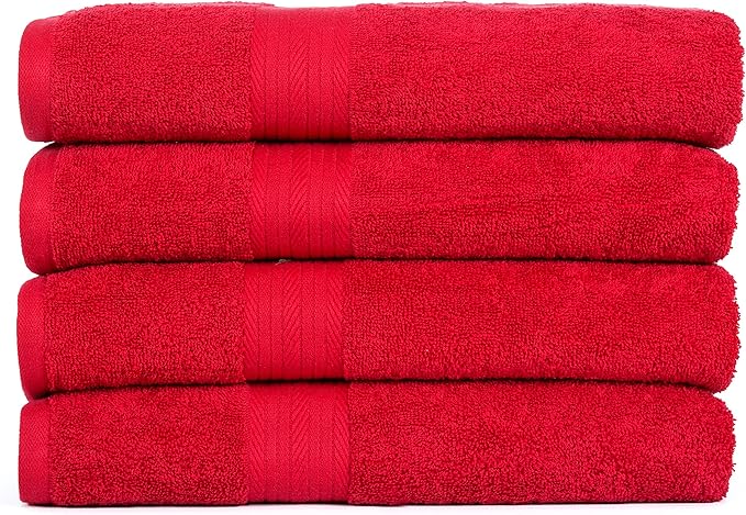 Ample Decor Hand Towels for Bathroom 18 X 28 Inch 600 GSM 100% Cotton, Soft Absorbent - 6 Pcs Red