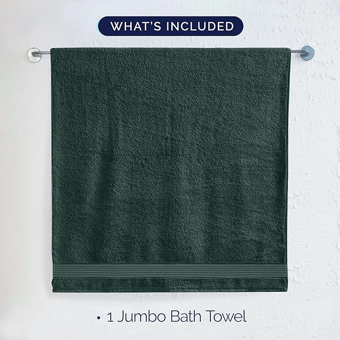 Elegant Comfort Premium Turkish Cotton 1 Piece Jumbo Bath Towel - 35 x 70 inch, Luxurious Hotel Spa Quality 100% Turkish Cotton Large Bath Towel - Highly Absorbent - Soft Bathroom Towel, Hunter Green