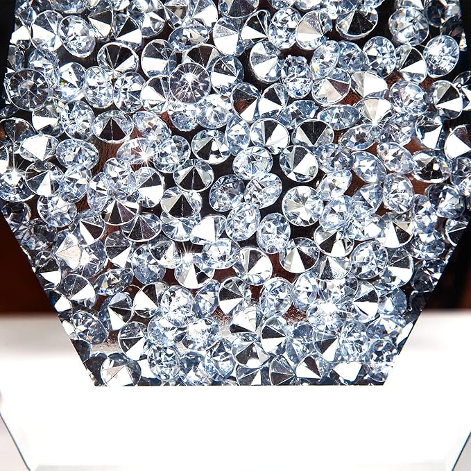 Crushed Diamond Mirrored Flower Vase Large Glass Vase Modern Crystal Decorative Mirror Vases Stunning Luxury Tall Floor Vase for Centerpieces Flowers Home Decor, Silver, 14" H. Can’t Hold Water.