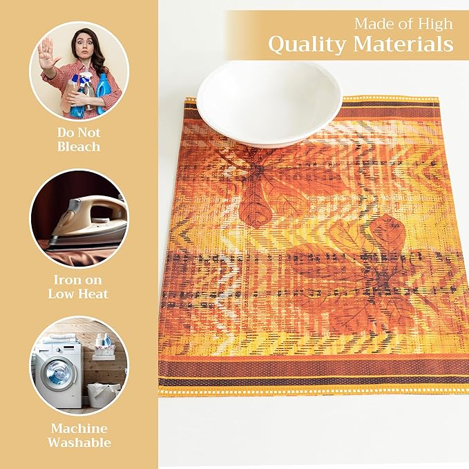 Maison d' Hermine Placemats Set of 4 100% Cotton Washable Cloth Place Mats, Reusable Table Mats for Kitchen Dining Decoration, Party, Wedding, Restaurant (Thanksgiving Tartan, 13" x 19")