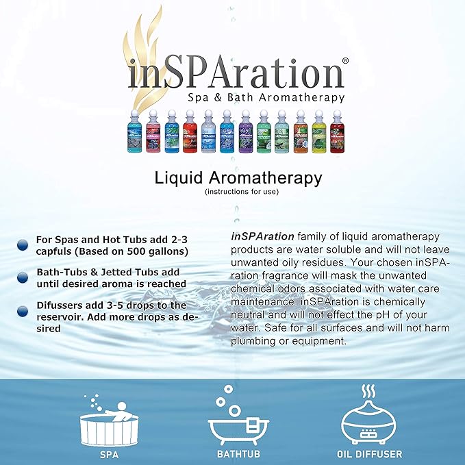 inSPAration Spa and Bath Aromatherapy 123X Spa Liquid, 9-Ounce, Polynesian Paradise, Red