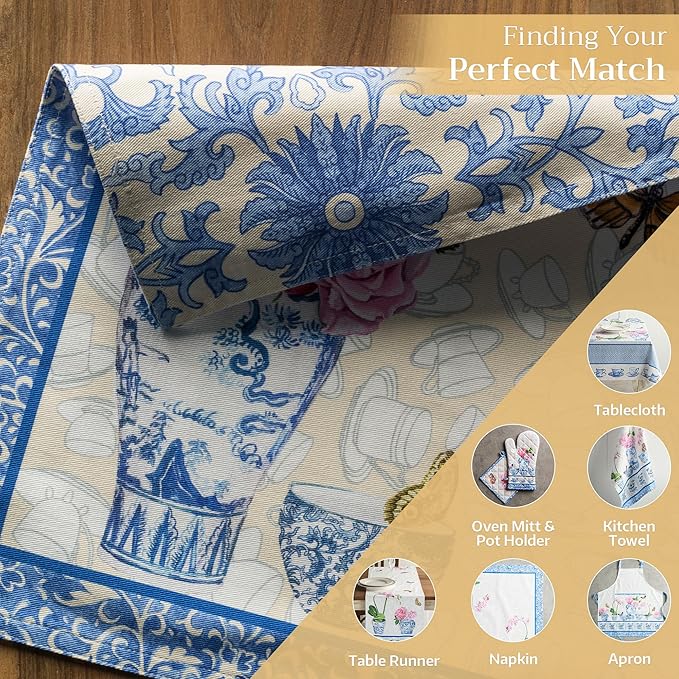Maison d' Hermine Placemats Set of 4 100% Cotton Washable Cloth Place Mats, Reusable Table Mats for Kitchen Dining Decoration, Party, Wedding, Restaurant Spring/Summer (Canton, 13" x 19")