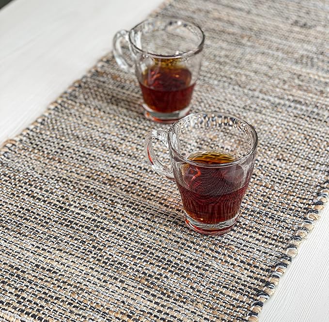 Chardin home Natural Jute Table Runner 13x48 Inch – Vintage Boho Rustic Table Decor – Handwoven Jute Table Runner in Natural and Grey – Farmhouse Dining or Console Table Accent