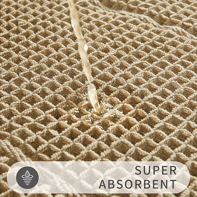 Bath Rugs Mat,Upgraded Waffle Bath mat,Super Absorbent Non Slip Bath Rugs,Machine Washable Rugs for Shower Room, Rubber Backed Bath Mats, Ultra Soft,Brown,18" x 30"