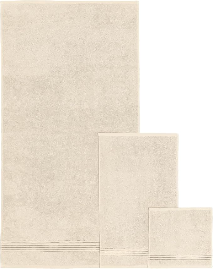 Elegant Comfort Premium Cotton 6-Piece Towel Set, Includes 2 Washcloths, 2 Hand Towels and 2 Bath Towels, 100% Turkish Cotton - Highly Absorbent and Super Soft Towels for Bathroom, Ivory
