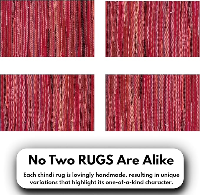 Rug Area Rugs Cotton Red 24x36 Inches Multicolour Chindi for Livingroom Bedroom Washable RagRug Reversible Farmhouse Kitchen RunnerRug Carpet Area Runner Mat for Hallway, Entryway