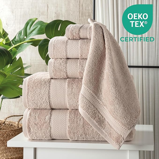 TEXTILOM Turkish Hand Towels for Bathroom – Hotel and Spa Quality & Soft & Absorbent & Quick Dry Bathroom Hand Towels – 100% Cotton Turkish Towel Set of 4 (16 x 28 inches) - Beige