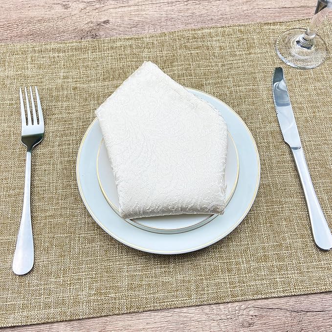 Weabetfu Cloth Placemats Set of 6 Heat Resistant Dining Table Placemmats Cotton Linen Machine Washable Kitchen Table Mats Wrinkle Free Thick Fabric Place Mats,Easy to Clean,13" x 19"