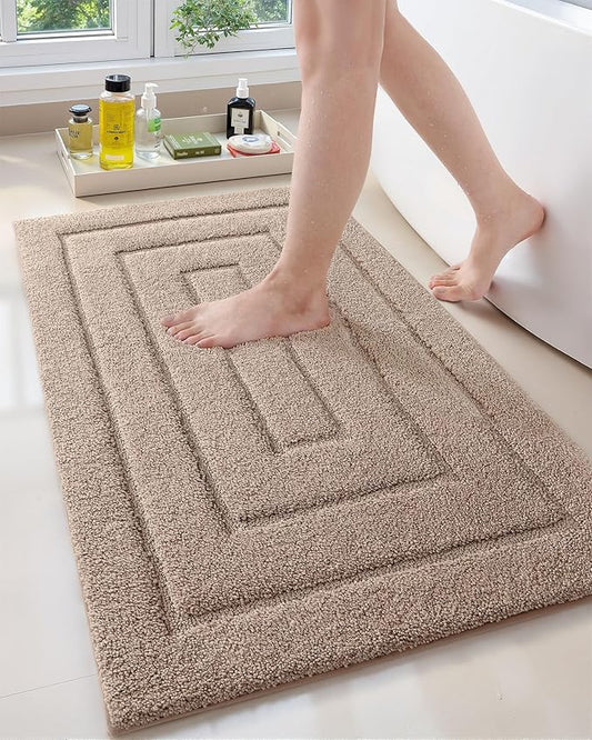 Color&Geometry Large Bath Mats for Bathroom Non Slip, 24"x36" Taupe Bathroom Rugs Absorbent, Washable Bath Rugs Shower Mat Outside Shower