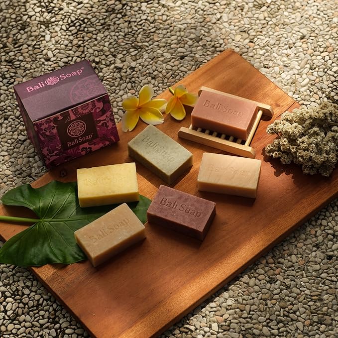 Bali Soap - Feminine Collection Natural Soap Bar Gift Set, 6 pc Variety Pack, Bergamot-Gardenia, Jasmine-Mint, Lotus-Neroli, Chamomile-Moringa, Tuberose-Lily, Greentea-Lime 3.5 Oz each