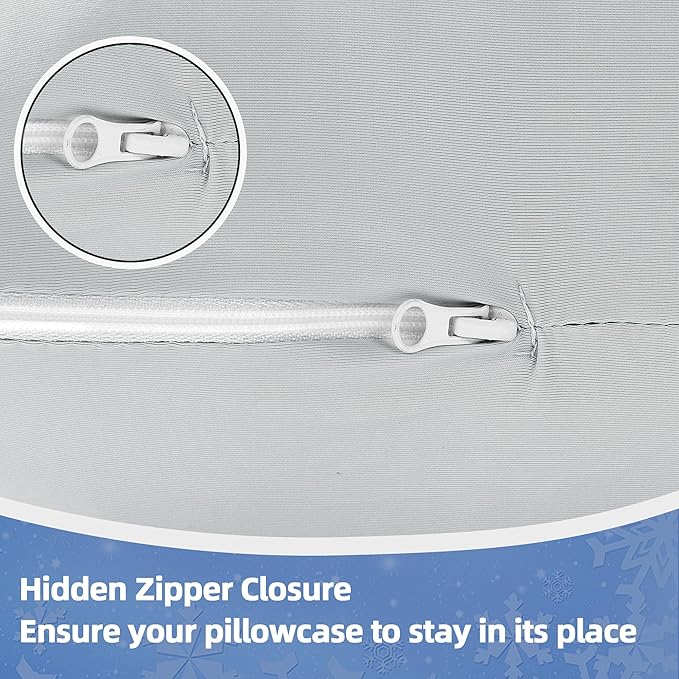 Cooling Pregnancy Pillow Cover (ONLY Pillowcase), Q-Max 0.4 C Shaped Luxurious Smooth Maternity Pillow Cover with Hidden Zip, Cool Large Pillow Protector for Side Hot Sleeper, Grey, 60x34 in