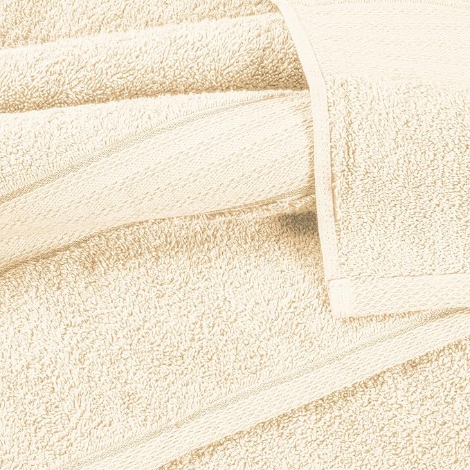 GLAMBURG 700 GSM Premium Cotton 2-Pack Oversized Extra Large Bath Sheet Set - 100% Combed Cotton - 2 Bath Sheets 35x70 - Luxury Hotel & Spa Quality - Durable Ultra Soft Highly Absorbent - Ivory