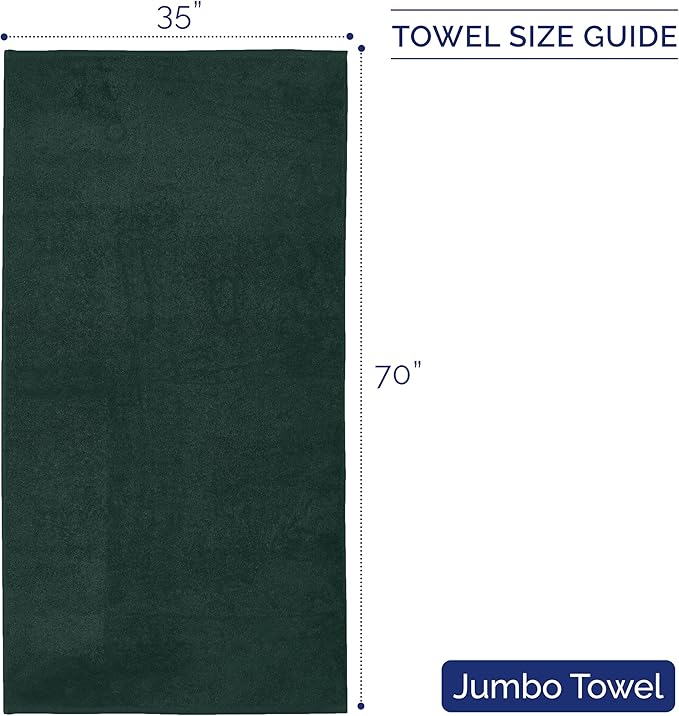 Elegant Comfort Premium Turkish Cotton 1 Piece Jumbo Bath Towel - 35 x 70 inch, Luxurious Hotel Spa Quality 100% Turkish Cotton Large Bath Towel - Highly Absorbent - Soft Bathroom Towel, Hunter Green