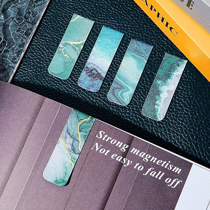 Zonon 10 Pieces Magnetic Bookmarks Magnet Page Markers Assorted Book Markers Durable Magnetic Page Clip for Students Teachers Reading, Multi Ocean Patterns