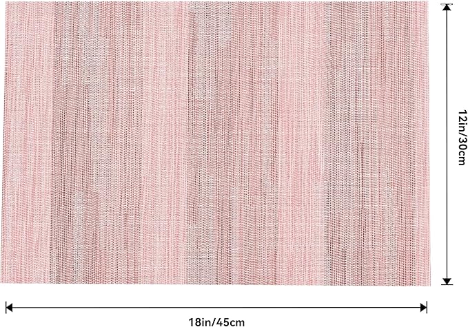 Leetaltree Misty Rose Placemats Set of 8 - Heat Resistant Non-Slip Place mats for Dining Table, Washable Durable PVC Vinyl Woven Table Mats(Misty Rose, 8)