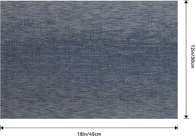 Leetaltree Denim Blue Placemats Set of 4 - Heat Resistant Non-Slip Place mats for Dining Table, Washable Durable PVC Vinyl Woven Table Mats(Denim Blue, 4)