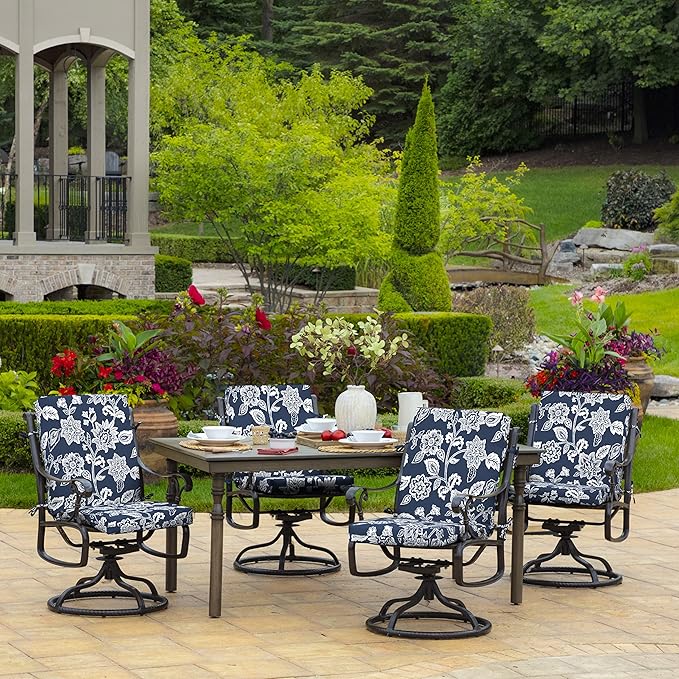 Arden Outdoor Dining Chair Cushion, 20 in x 20 in, Weather-Proof, Rain-Proof, Fade Resistant Patio Cushion for Patio, Dining, or Rocking Chairs 20 x 20, Sapphire Blue Ashland Jacobean