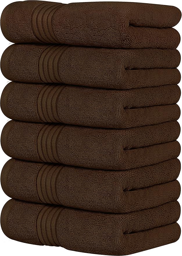 Utopia Towels 6 Piece Premium Hand Towels Set, 16 by 28 inches, 100% Ring Spun Cotton, Lightweight and Highly Absorbent Towels for Bathroom, Travel, Camp, Hotel, and Spa, Dark Brown