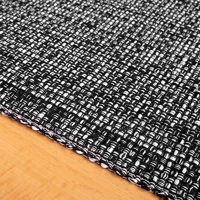 100% Cotton Table Runner for Dining Room Tables Rectangle Two Tone Woven Fabric 72" x 13" Soft Durable Table Runner, Black(Pack of 1)